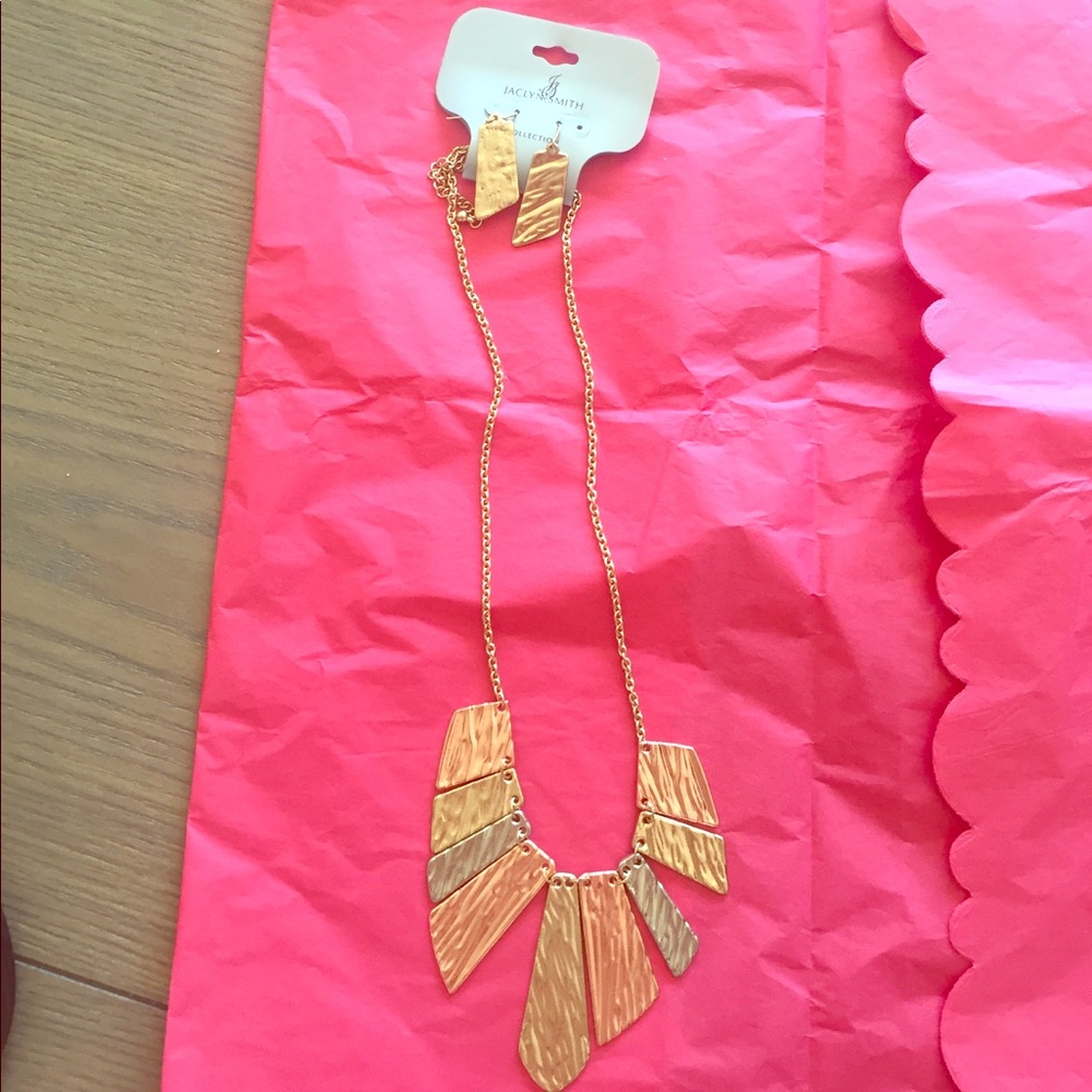Gold and rose gold necklace and earring set