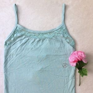 Mint blue camisole with lace detail