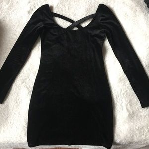 Wet Seal Black Velvet Long Sleeve Bodycon Dress