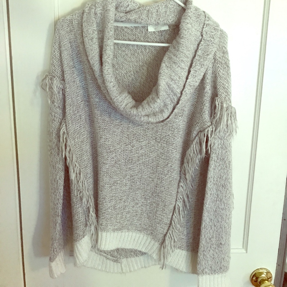 Grey fringe sweater