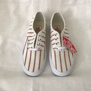 Brand new off white with red stripes VANS