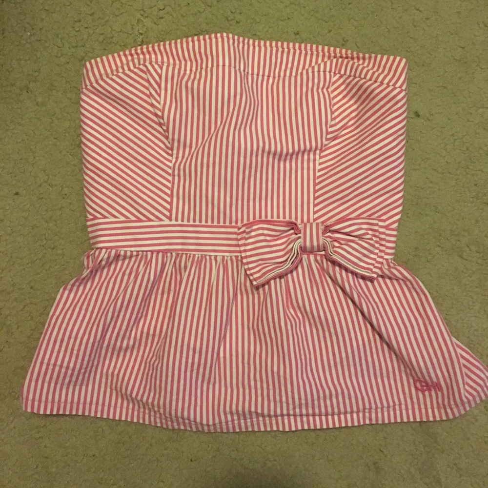 Gilly Hicks pink striped strapless tank