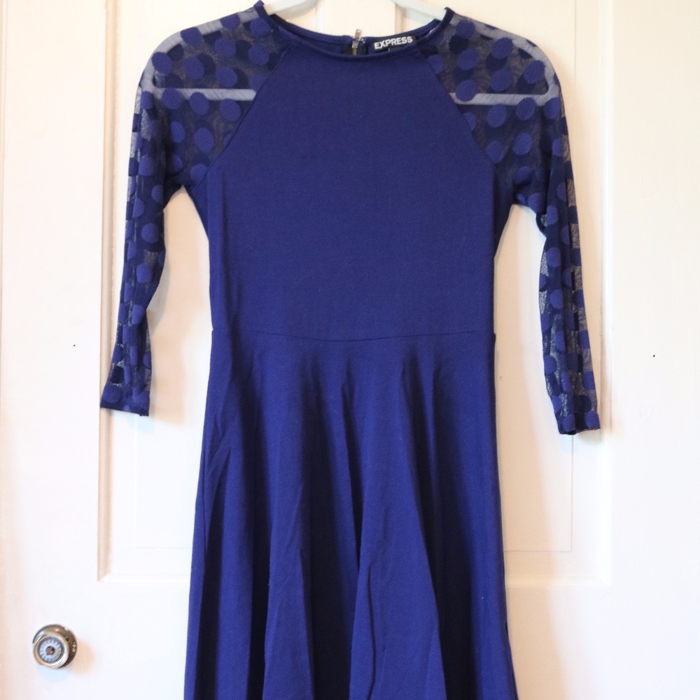 Express Navy Dress w/ Mesh Sleeves