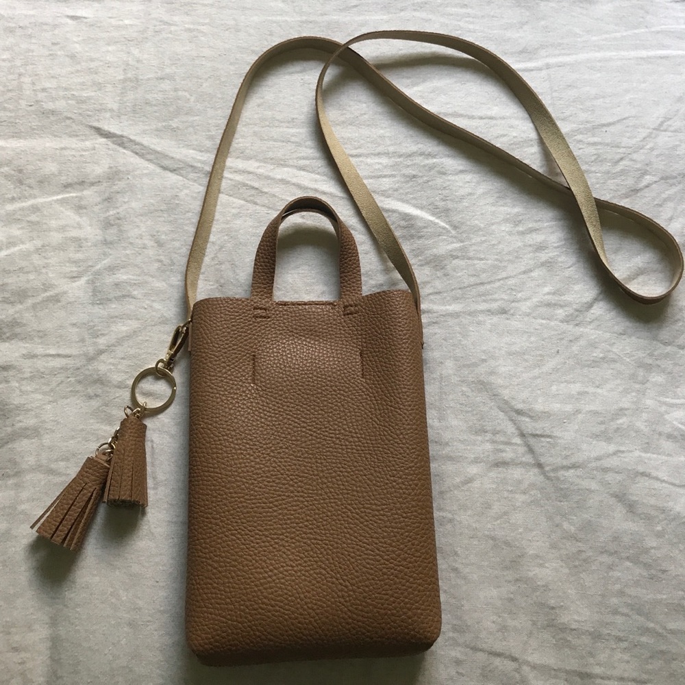 Brown leather cross body bag
