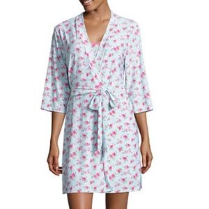 Women Nightgown Chemise Robe Set Pink plus 1X