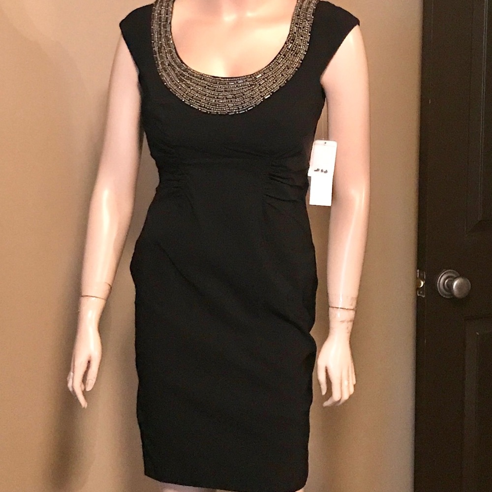 Black dress with beaded neckline