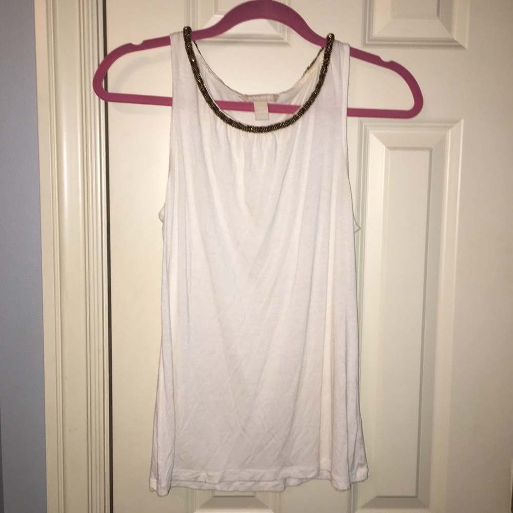 White tank top with gold embellishment