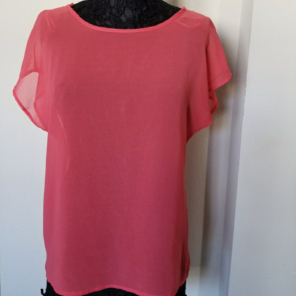 Coral color sheer top