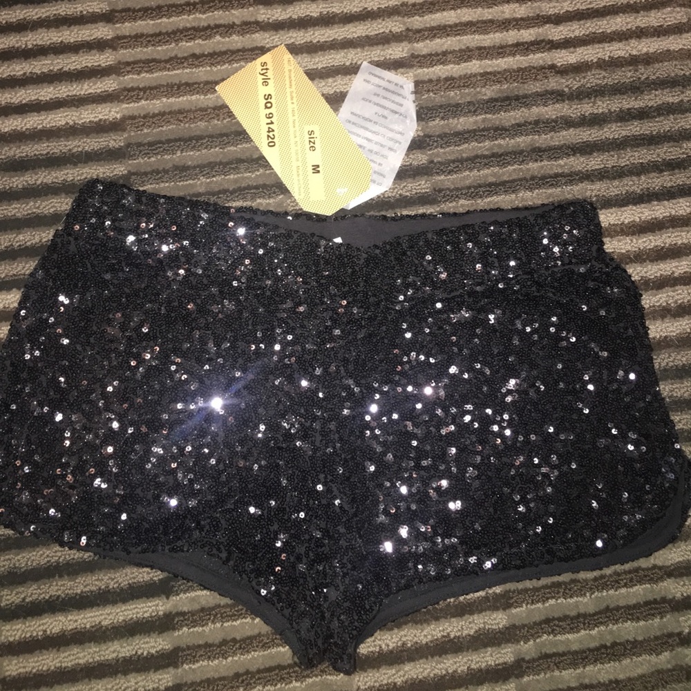 Black sequin Tramp shorts