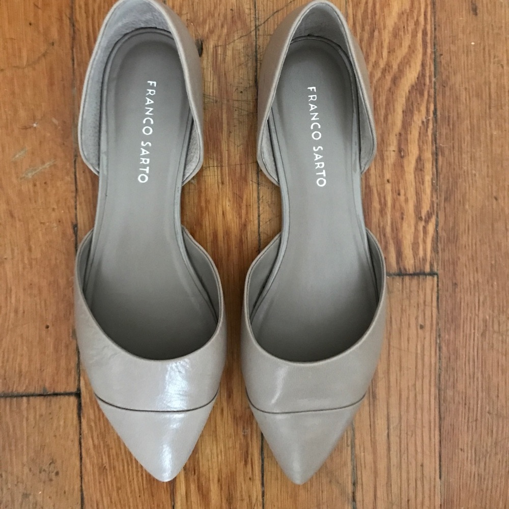 Franck Sarto Leather slides size 9, beige/neutral