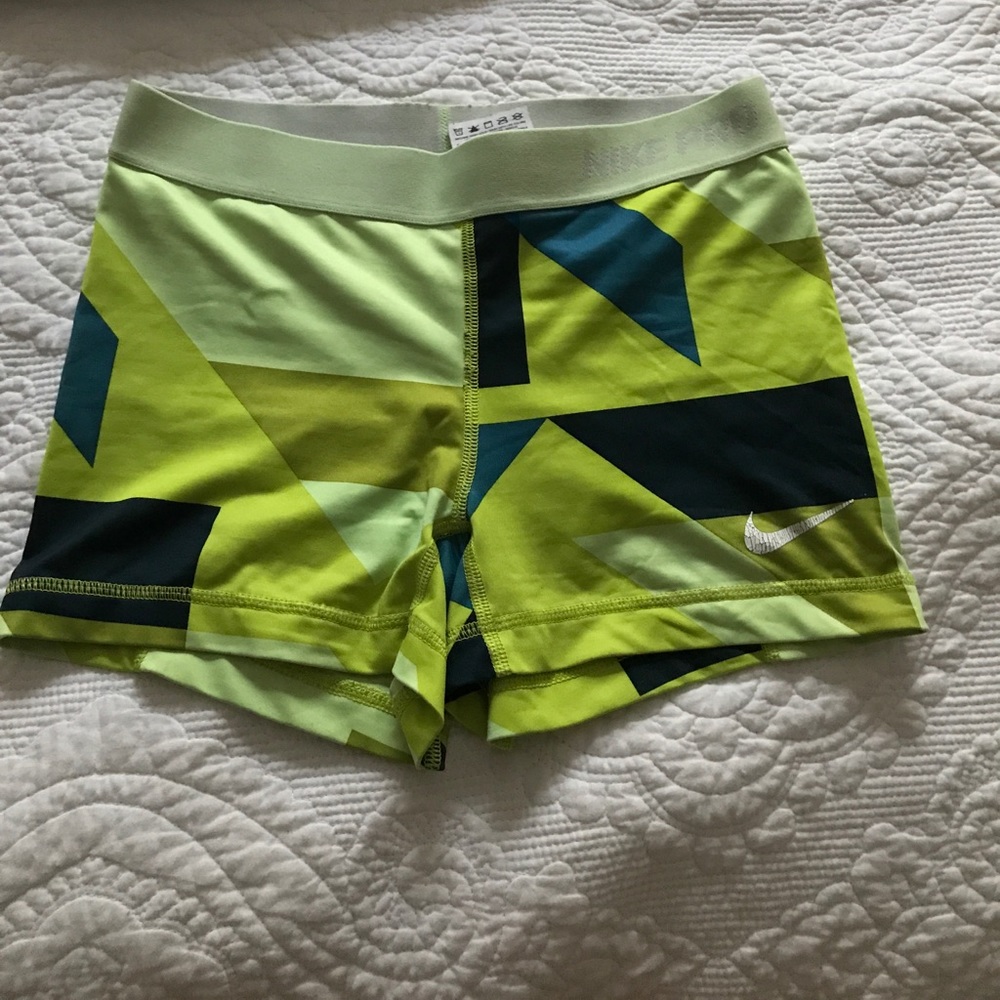 Patterned blue and green Nike pro spandex