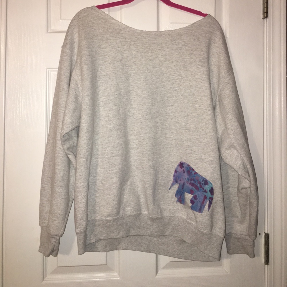 Grey Tie Dye Elephant Cut Out Back Sweatshirt