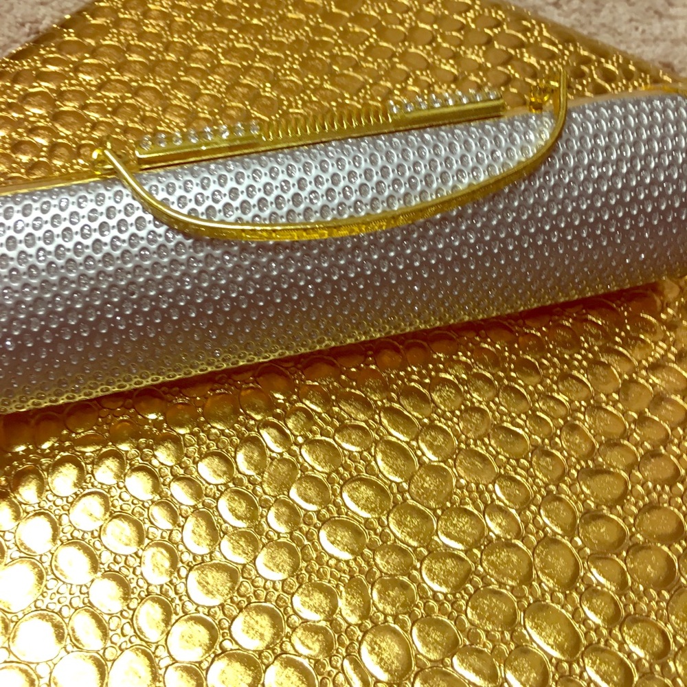 Silver and gold glitter clutch