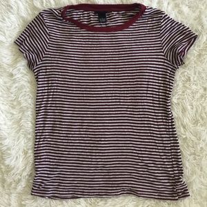 Striped red, black and white shirt