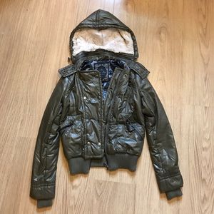 Guess Army green puffy jacket