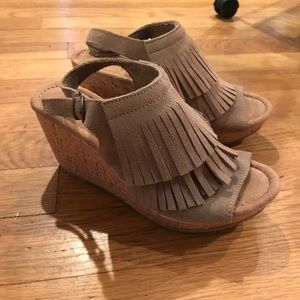 Minnetonka Suede Wedges with cork heel