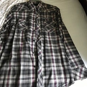 Grey plaid dressed down shirt