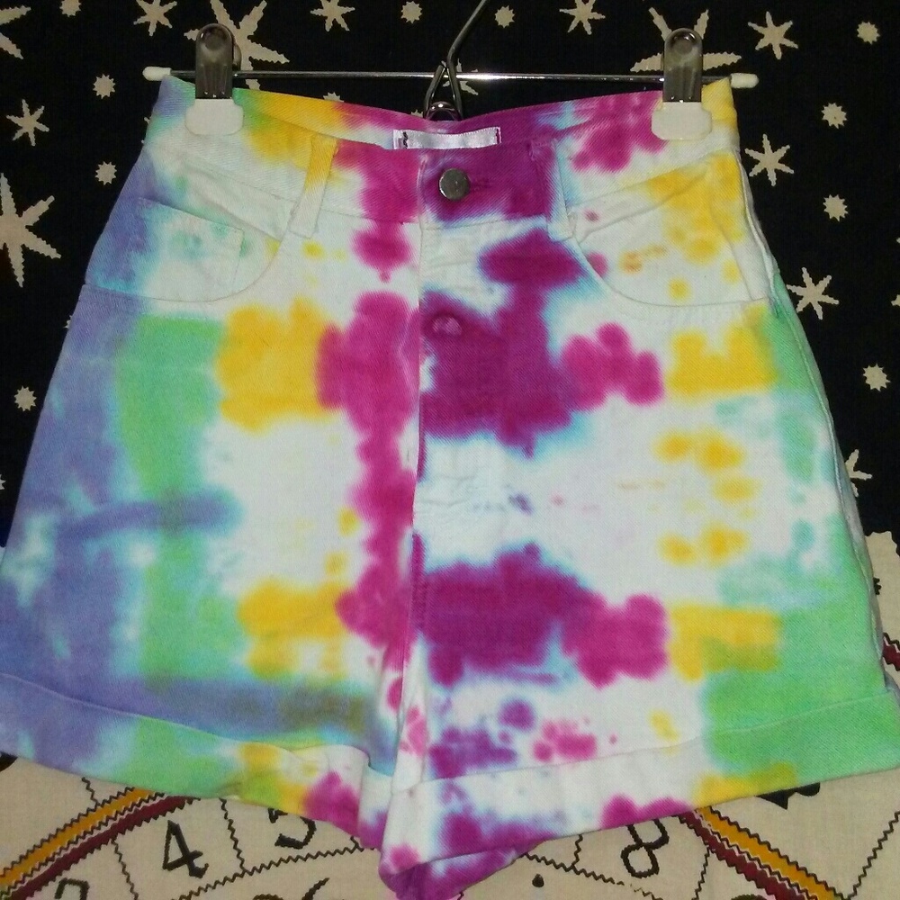 High Waisted Tie-Dye Jean Shorts