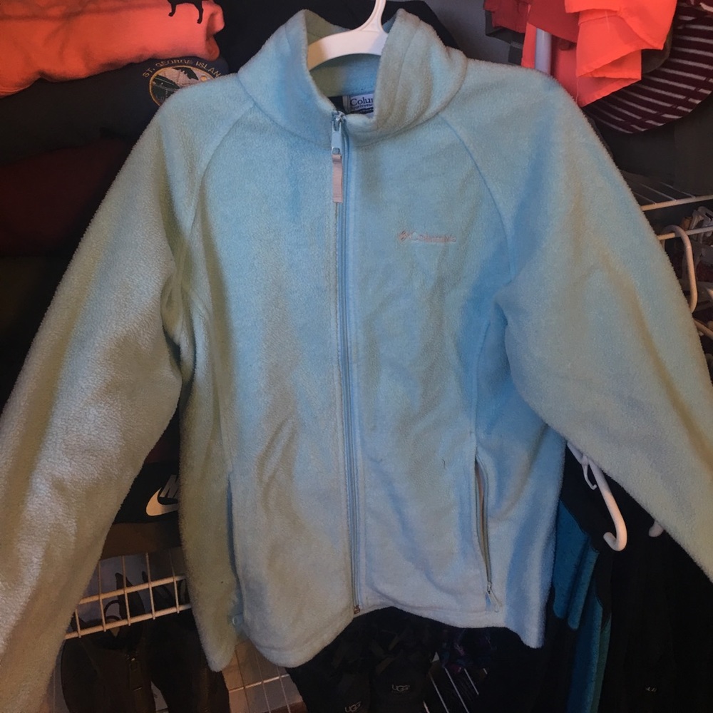 blue columbia fleece jacket