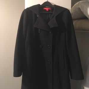 Anne Klein Double Breasted Pea Coat with Hood, 12p