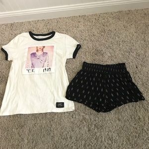 Taylor swift shirt and fabric flows shorts