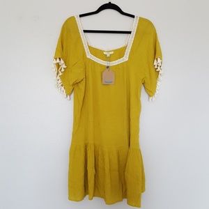 Mustard Ruffle Hem Dress