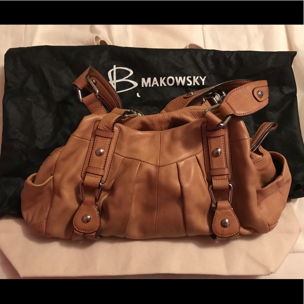 AUTHENTIC B. makowsky Camel color soft leather bag