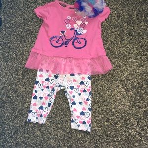 18 month girls outfit with matching  hair bow