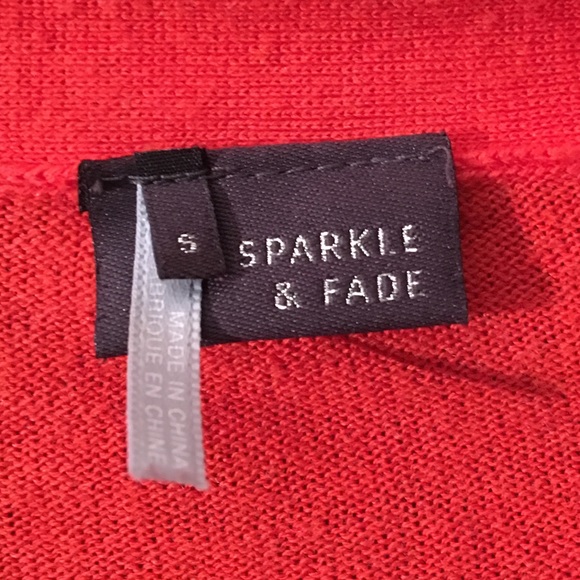 Like-new Sparkle & Fade poppy colored cardigan, Sm - Picture 4 of 4