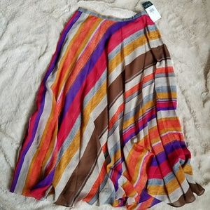 NWT Lauren Ralph Lauren flowy striped maxi skirt