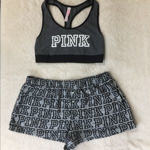VS Pink Racerback Sports Bra & Boxer Short Set