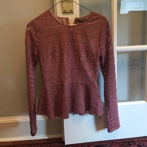 Pink BCBG long sleeved peplum top