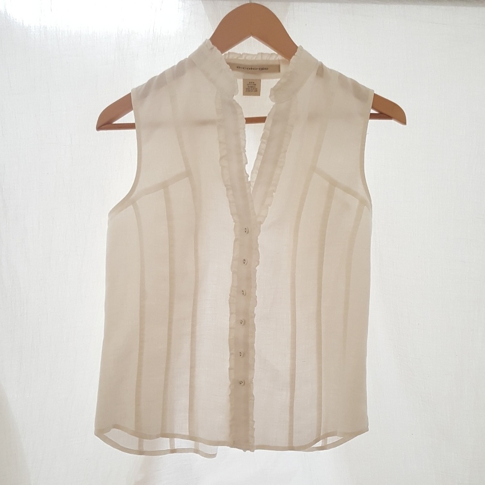 vintage white ruffled vest