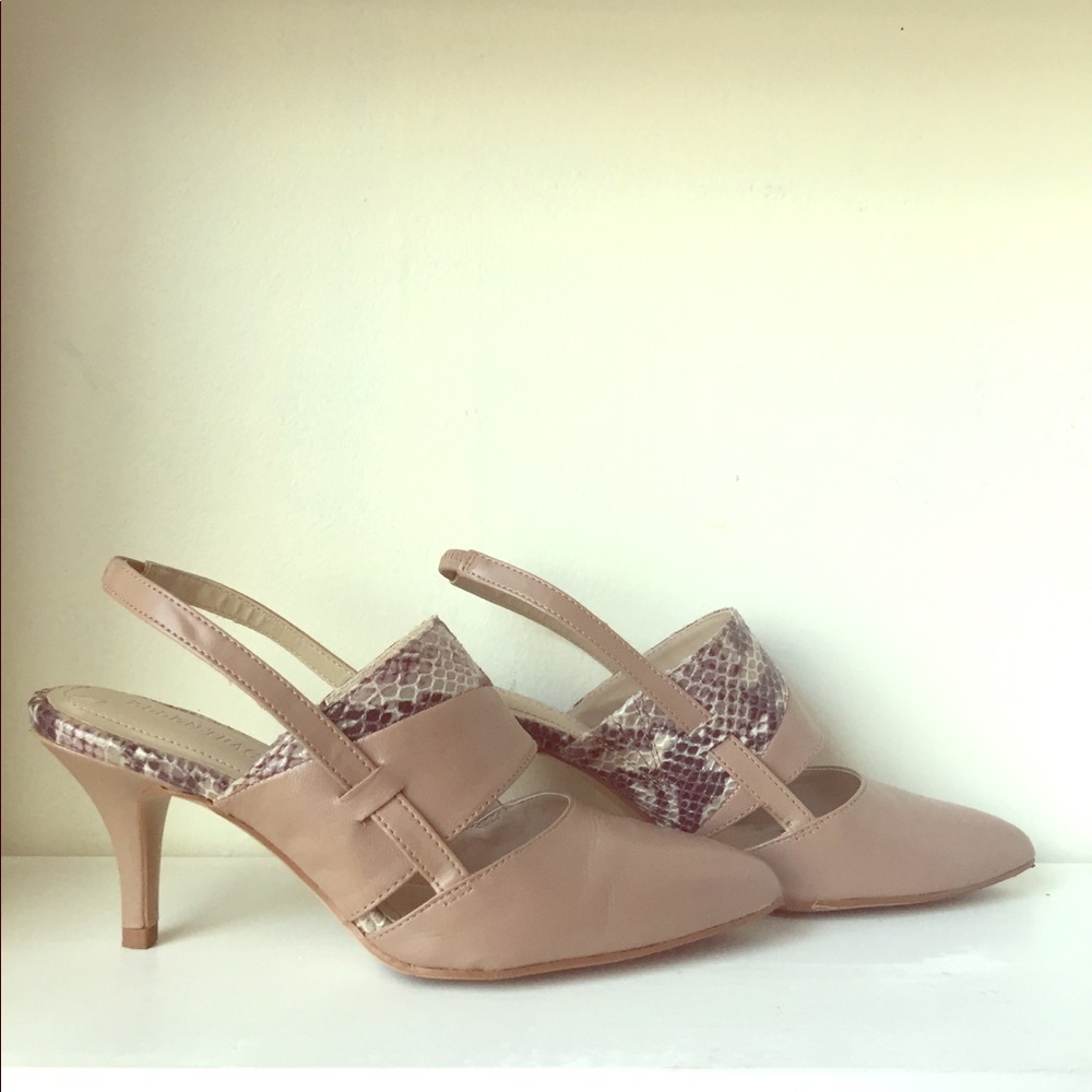 Nude Snake Skin Strappy Heel