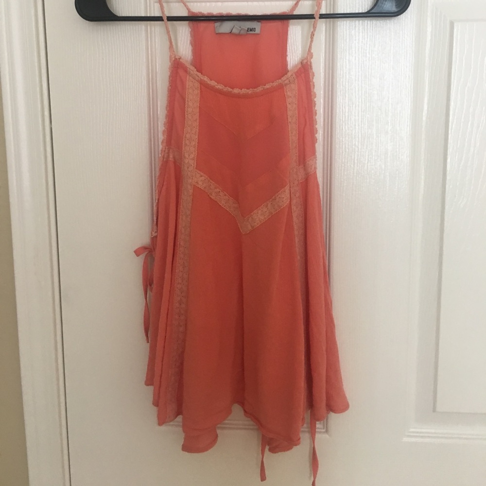 Peach color top with lace detailing