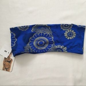 NWT San Lorenzo Blue Floral Strappy Bandeau Small