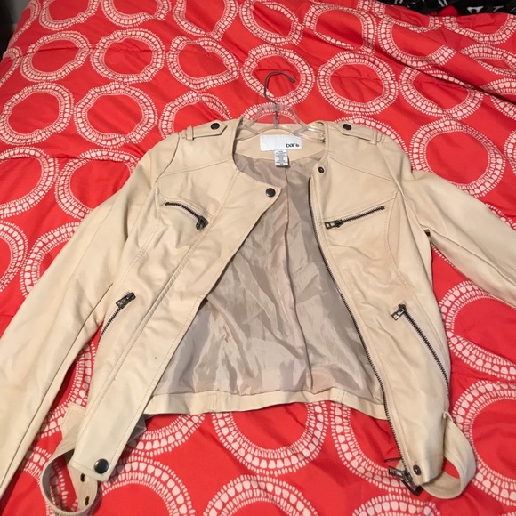 Bar III Cream Leather Jacket - Picture 1 of 5