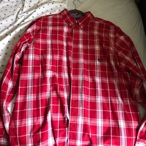 Red plaid button down
