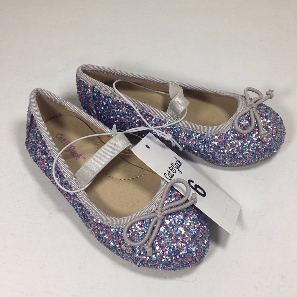 GIRLS TODDLER CACEY PURPLE GLITTER BALLET FLATS