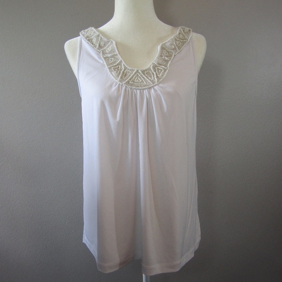 NWT Dana Buchman White Sleeveless Tan Size Small - Picture 1 of 8
