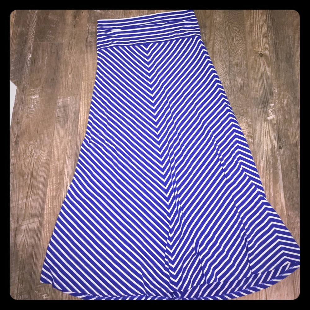 Women's royal blue & white stripe Maxi skirt