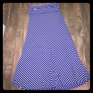 Women's royal blue & white stripe Maxi skirt