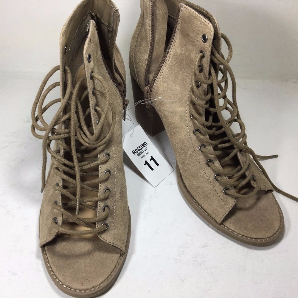 WOMENS PHOBE LACE UP BOOTIES WITH PEEP TOE & HEEL