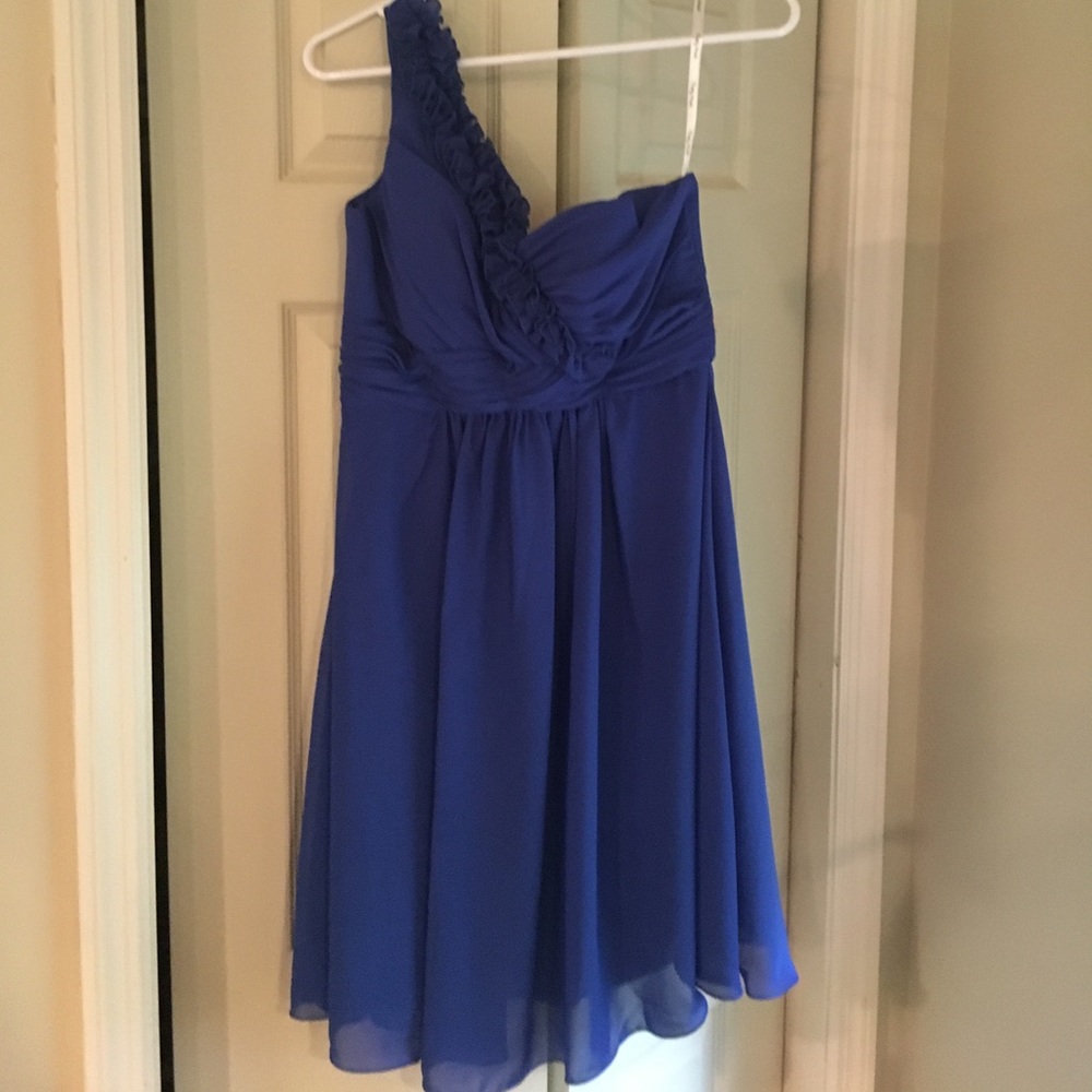 One Shoulder Blue Dress