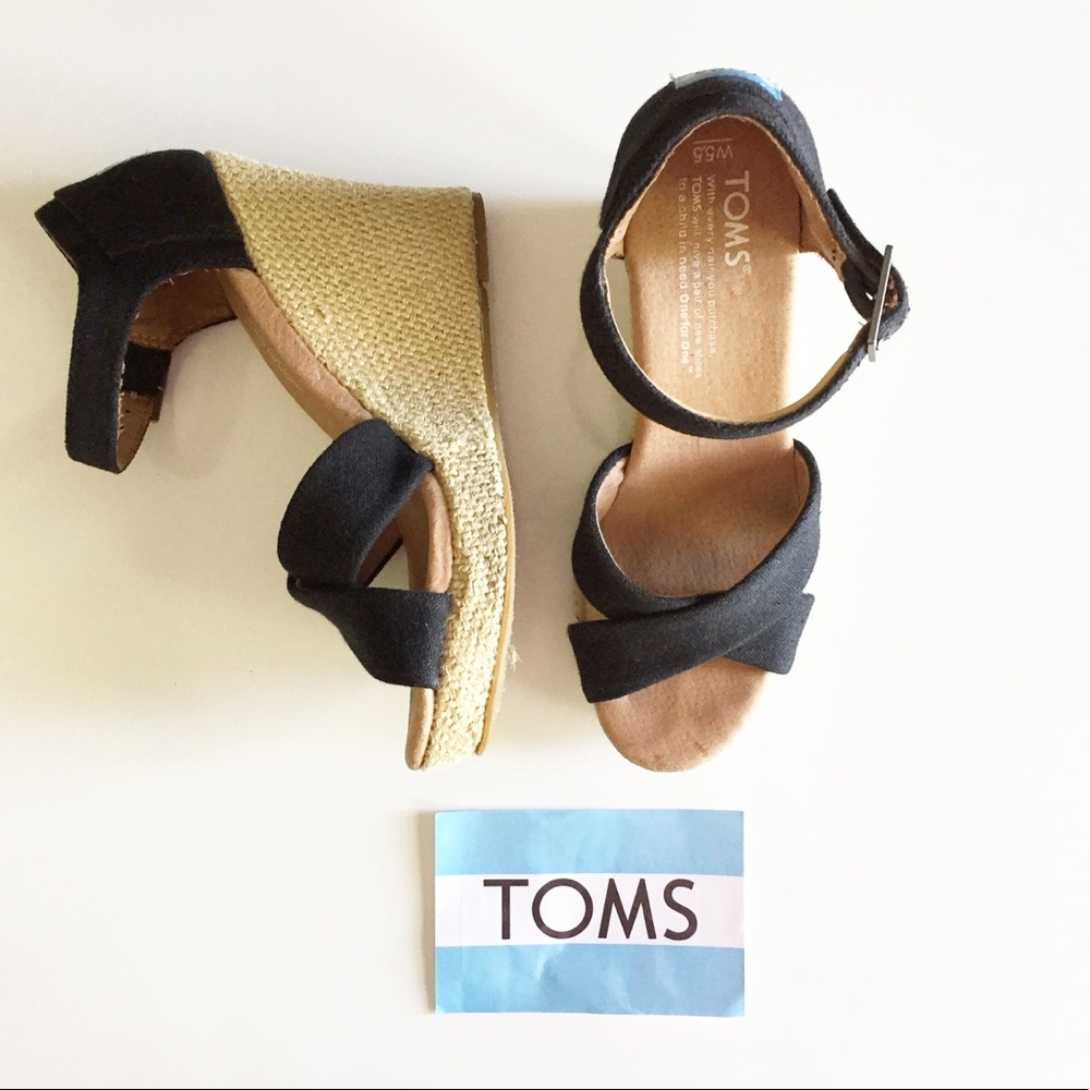 TOMS platform wedge sandals.