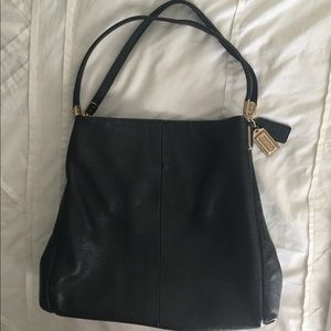 Black leather coach purse