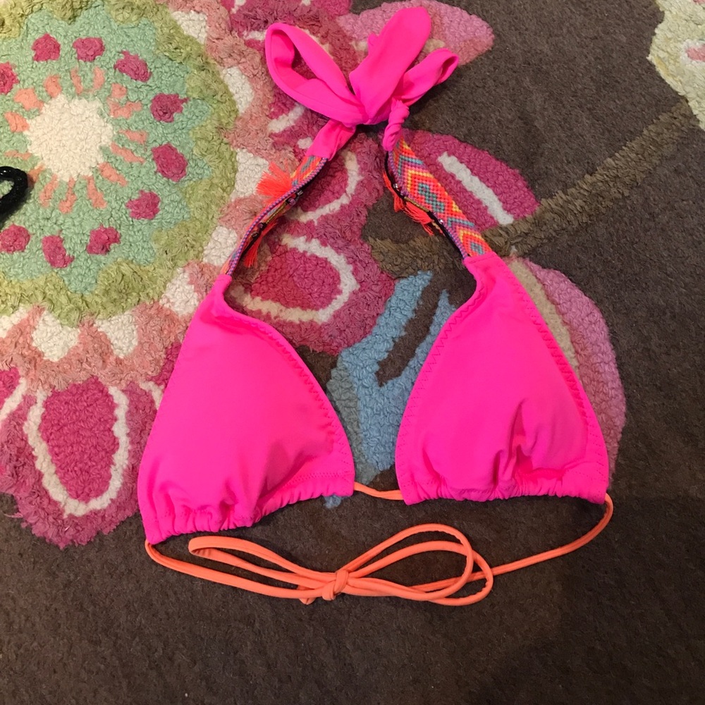 Pink embroidered VS swim top