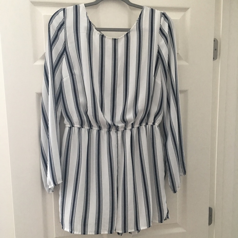 Navy and white romper