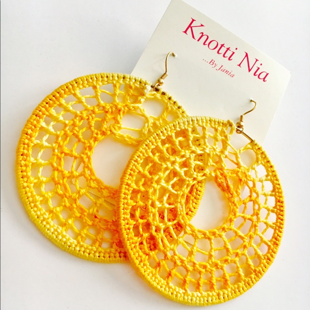 Yellow Crochet Earrings