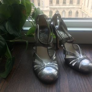 Dior Silver Snakeskin Heels